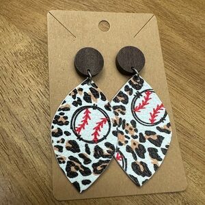 5/$10 Leopard Print‎ Baseball Earrings
